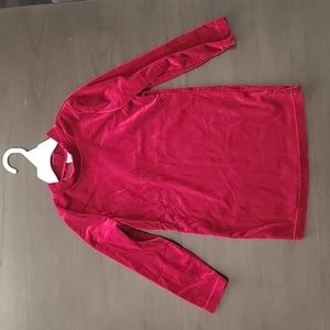 Deep red velvet mock neck dress for girls